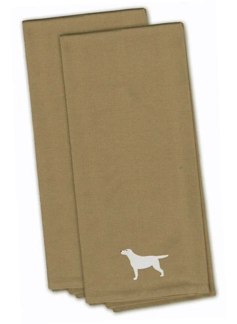 Embroidered Yellow Lab Kitchen Towel - Brown - Set of 2