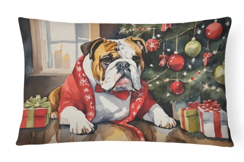 Christmas Bulldog Throw Pillow