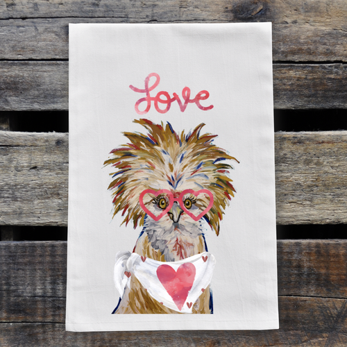 Chicken Love Valentine Kitchen Towel