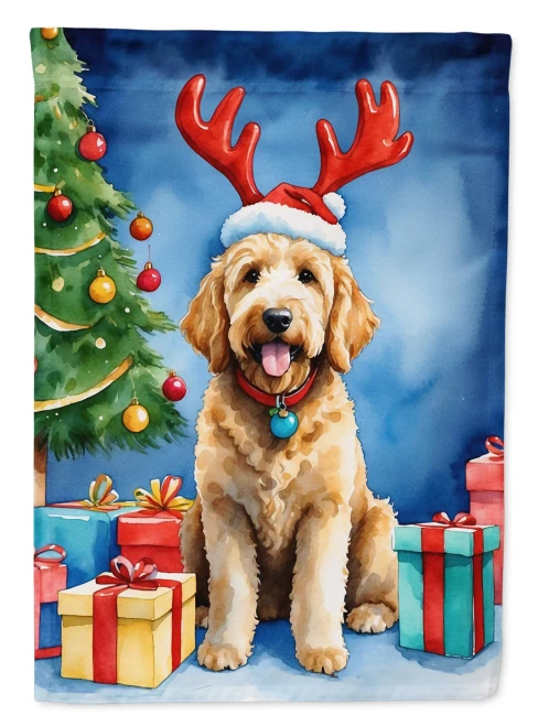 Holiday Reindeer Goldendoodle Garden Flag