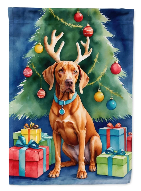 Holiday Reindeer Vizsla Garden Flag