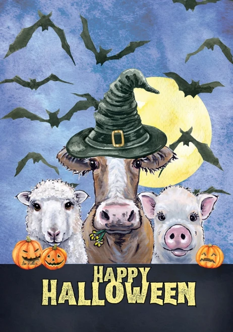 Farm Animal Halloween Garden Flag