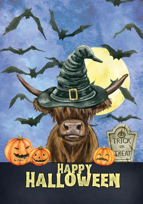 Highland Cow Halloween Flag