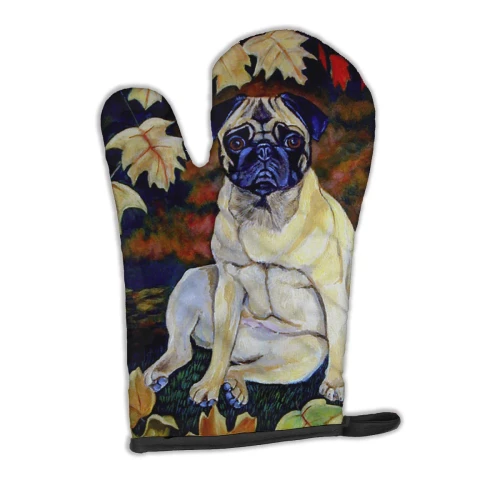 Fall Leaves Pug Oven Mitt