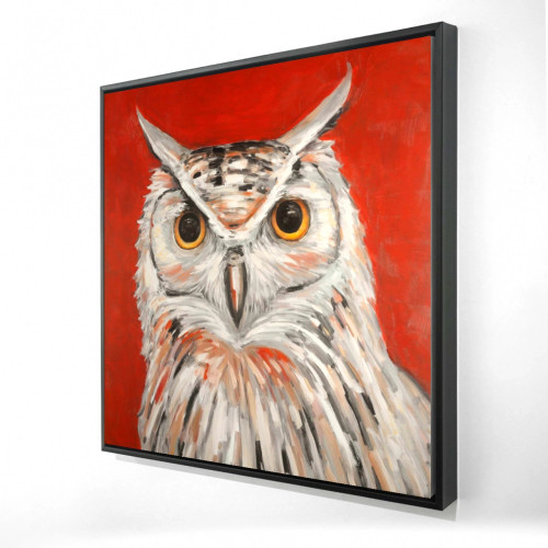 Owl on Red Fine Art Print - Framed