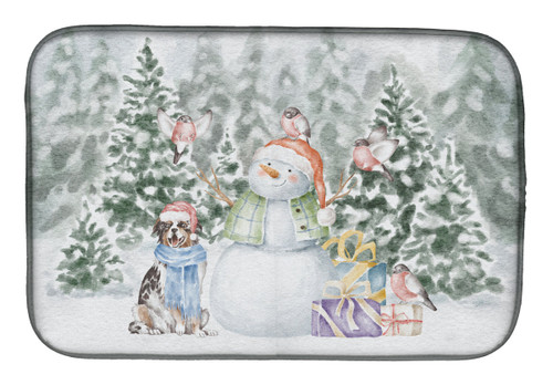 Christmas Australian Shepherd Dish Drying Mat