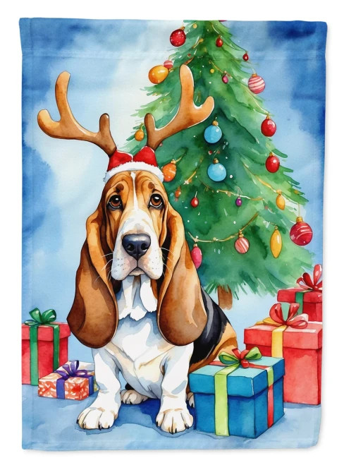 Christmas Basset Hound Flag