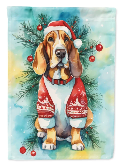 Christmas Basset Hound Flag