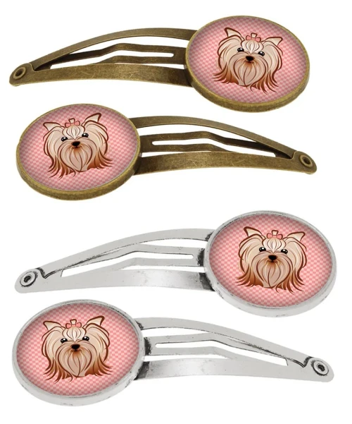 Chic Pink Yorkie Hair Clip Set