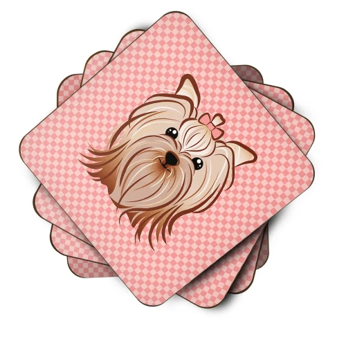 Chic Pink Yorkie Coaster Set