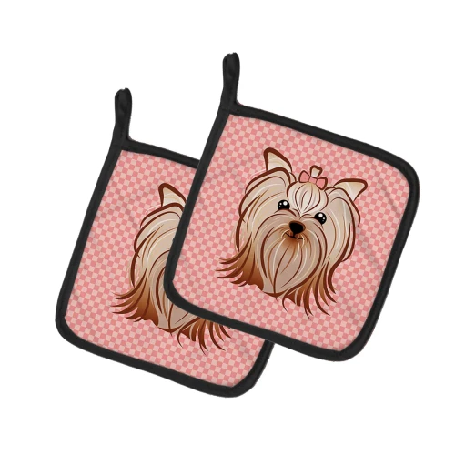 Chic Pink Yorkie Potholder - Set of 2