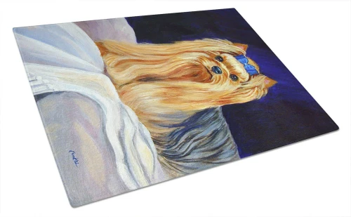 Poised Yorkie Glass Cutting Board