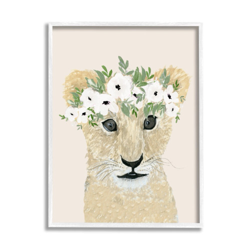 Flower Crown Lion Cub Framed Art Print
