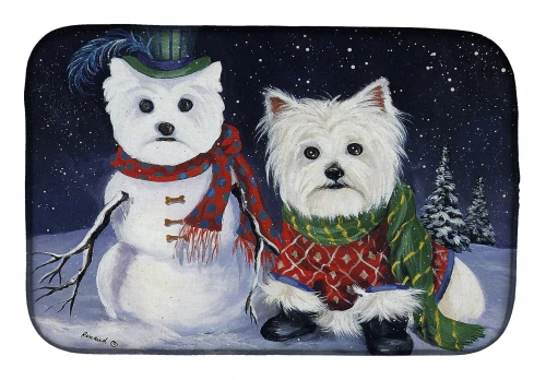 Christmas Westie Dog Dish Mat