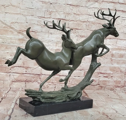 Bronze Running Deer Sculpture