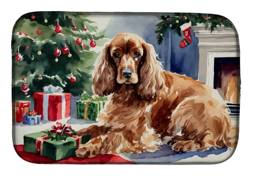 Cozy Christmas Cocker Spaniel Dish Drying Mat