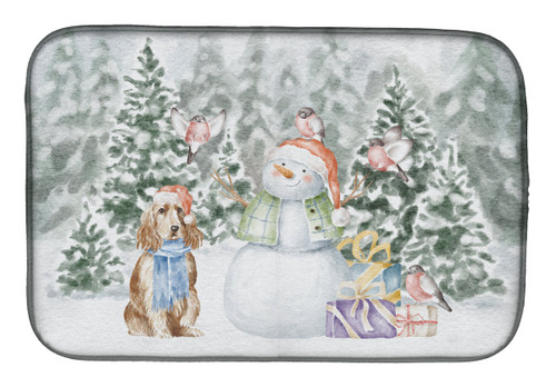 Christmas Cocker Spaniel Dog Dish Drying Mat