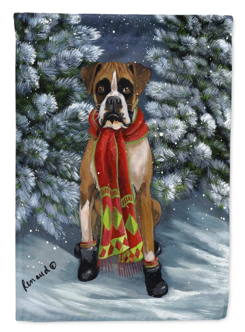 Winter Boxer Dog Flag