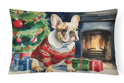 Cozy Christmas French Bulldog Throw Pillow - Indoor/Outdoor