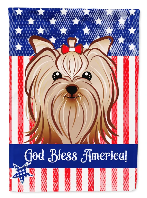 Patriotic Yorkie Garden Flag