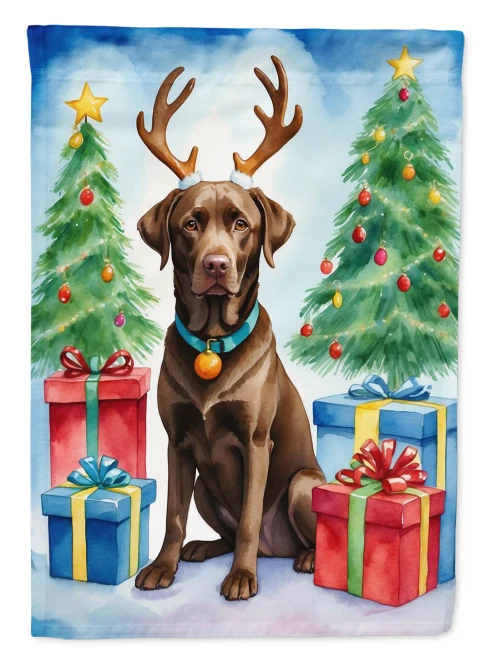 Christmas Chocolate Lab Flag