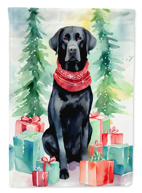 Christmas Black Lab Flag