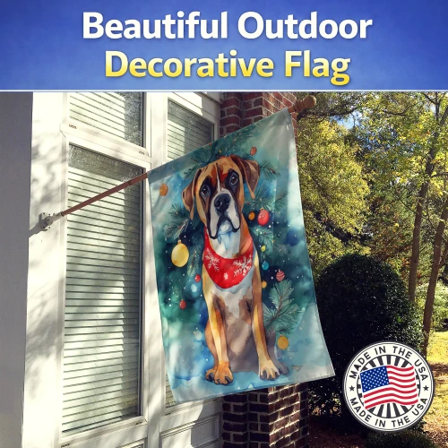Christmas Boxer Dog House Flag
