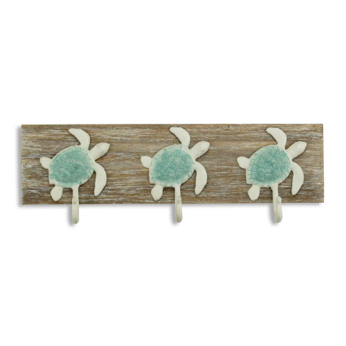 Sea Green Sea Turtle Wall Hook Plaque