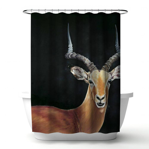 Antelope on Black Shower Curtain