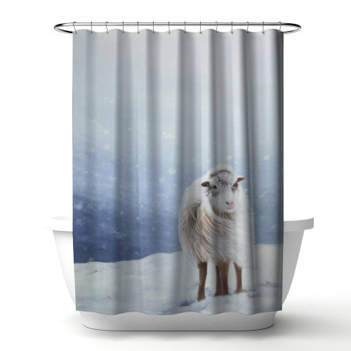 Winter Long-Hair Sheep Shower Curtain