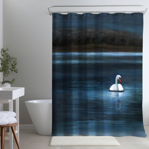 Moonlit Swan Shower Curtain