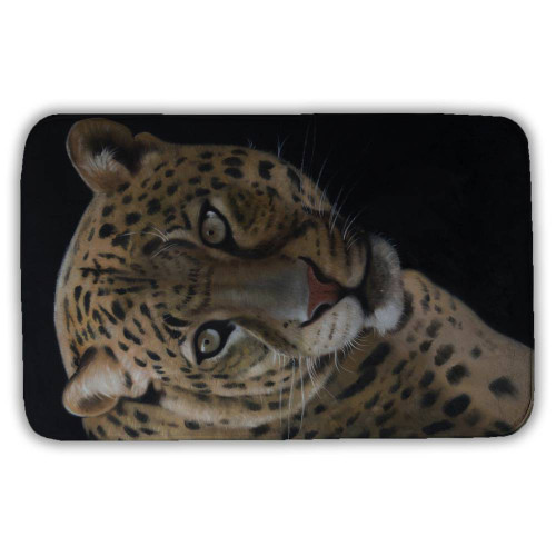 Leopard on Black Bath Mat