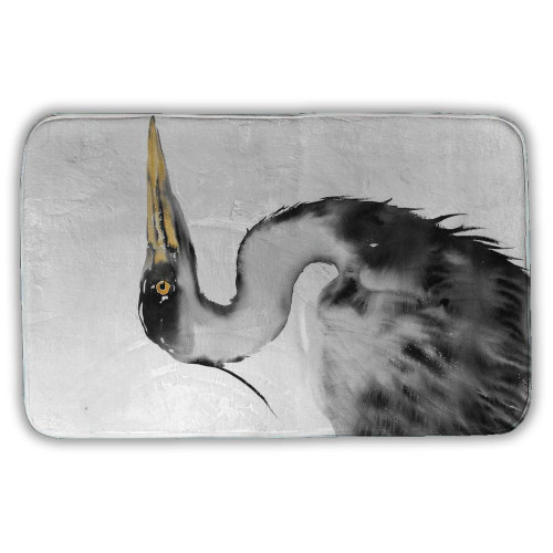 Black & White Heron Bath Mat