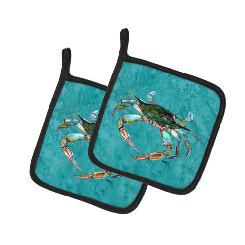 Crab on Turquoise Potholder - Set of 2