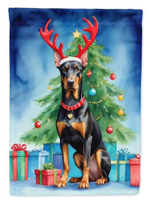 Christmas Doberman Dog Garden Flag