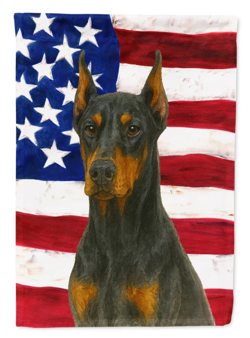 Patriotic Doberman Dog Flag