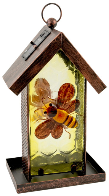 Glass Honeybee Bird Feeder Lantern