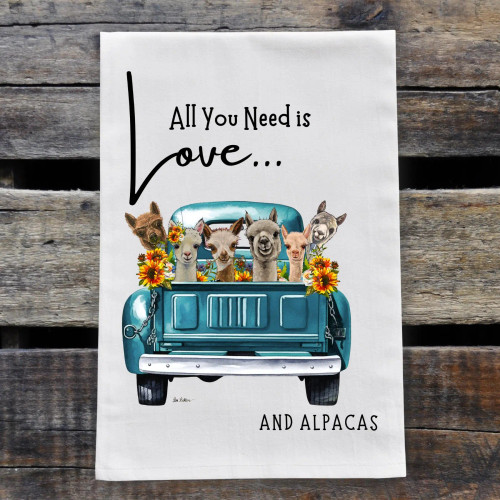 Love & Farm Animals Kitchen Towel - Blue Farm Truck Love & Farm Animals Kitchen Towel - Blue Farm Truck