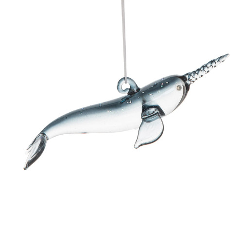 Blown Glass Narwhal Ornament