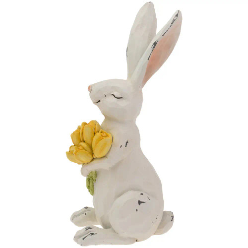 Yellow Tulip Bunny Figurine