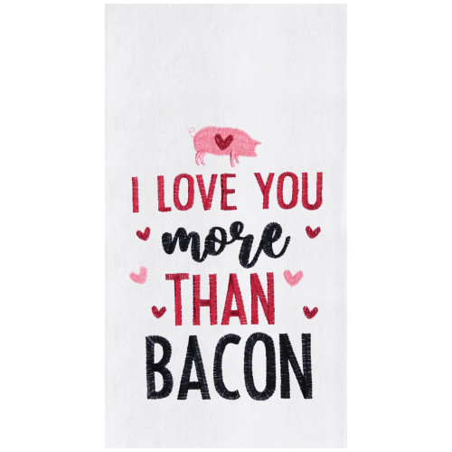 Love You More Than Bacon - Pig Valentine Kitchen Towel