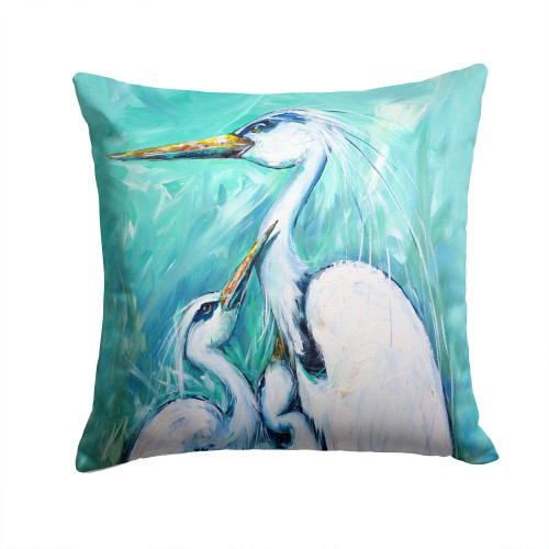Egrets on Teal-Aqua Throw Pillow - 14" - Indoor/Outdoor