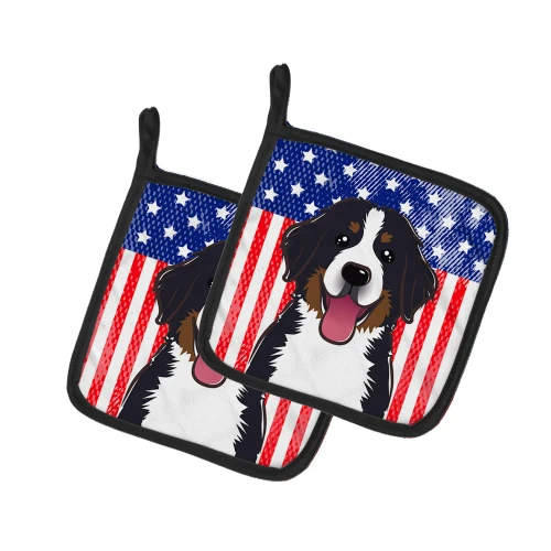 Patriotic Bernese Mountain Dog Potholder - Set of 2