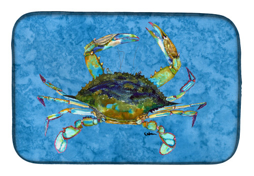 Crab on Ocean Blue Dish Drying Mat