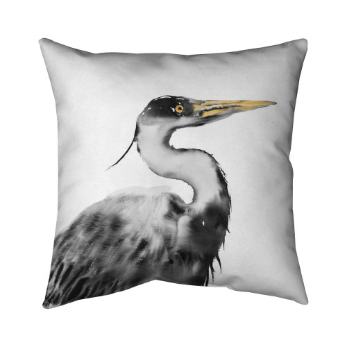 Black & White Heron Throw Pillow