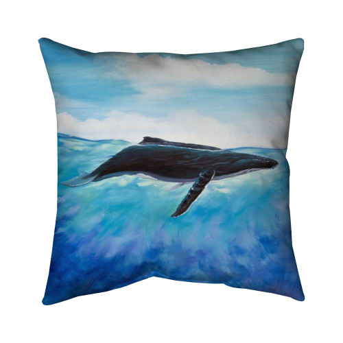 Blue Sky Whale Throw Pillow
