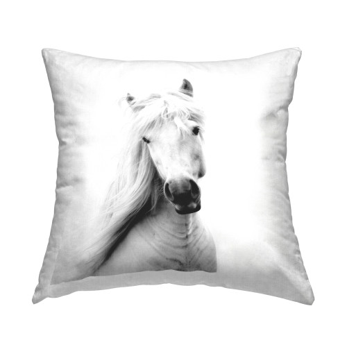 White Horse Portrait Throw Pillow