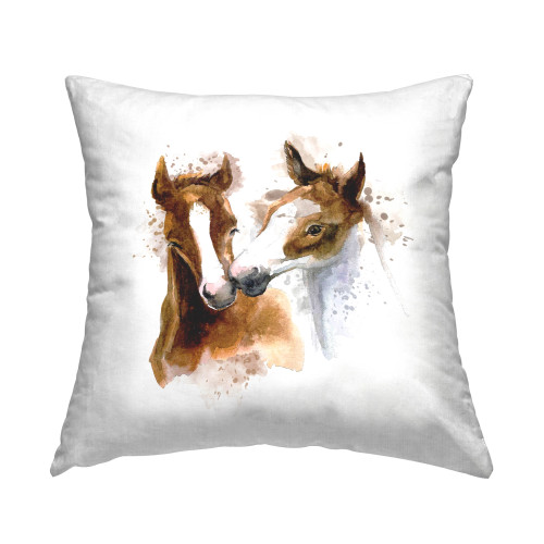 Friendly Foals Throw Pillow