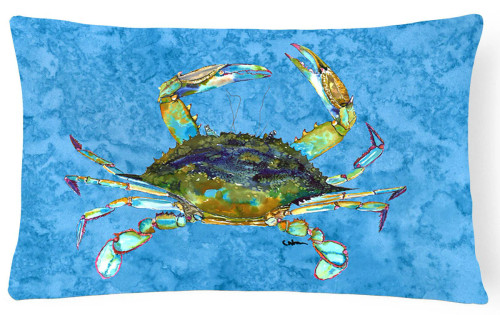 Crab on Ocean Blue Pillow - Indoor/Outdoor