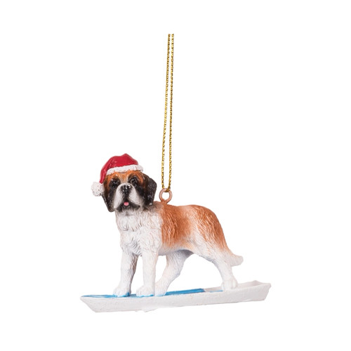 Surfing Santa St. Bernard Ornament